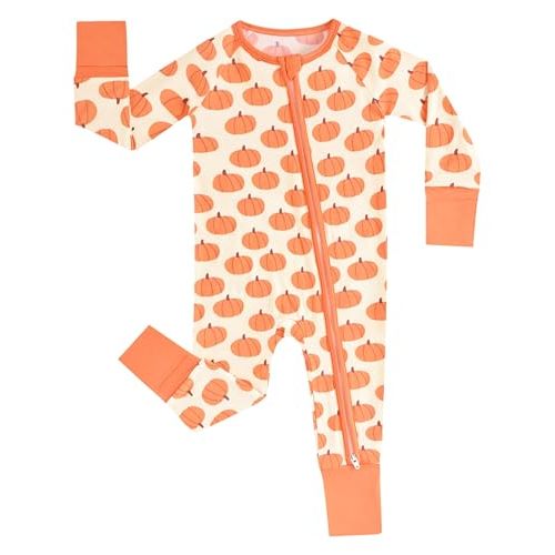 MOSSRIVER Toddler 𝐏ajamas Viscose Bamboo Baby Long Sleeve Romper Footed with Mittens Boys Girls Jumpsuit 2 Way Zipper 𝐏js