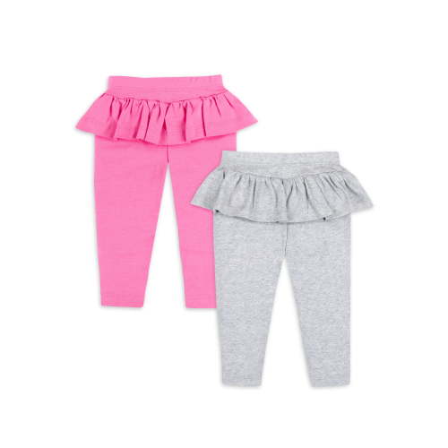 Little Star Organic Baby Girl 2 Pk Peplum Leggings, Size Newborn-24 Months