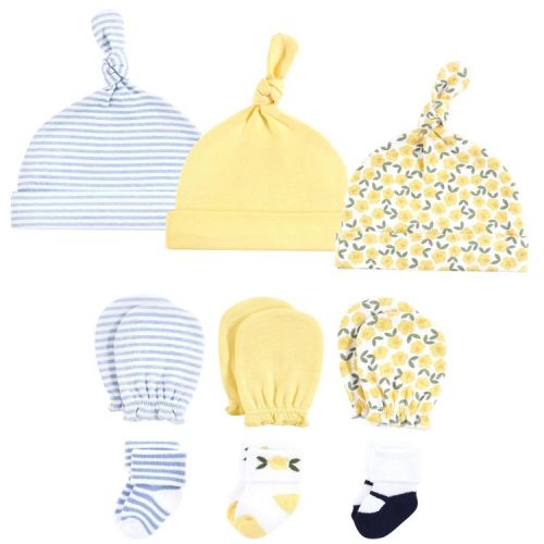 Hudson Baby Girls Caps, Mittens and Socks Set, Buttercup, 0-6 Months