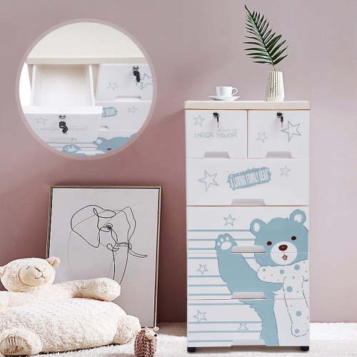 Plastic Dresser for Kids with 6 Drawers, Multi-Color Storage Cabinet, Easy Movement with Wheels, Anti-Tip & Lockable Drawers for Baby's Room