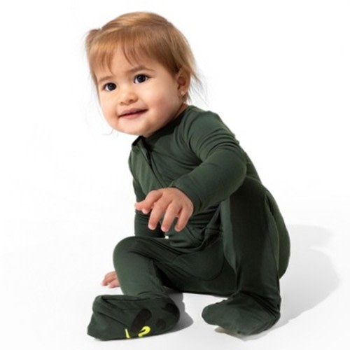 Bellabu Bear Baby Pine Green Bamboo Convertible Footie Green 3-6 Months
