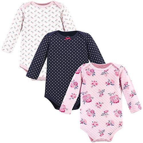 Hudson Baby baby-girls Quilted Long Sleeve Cotton Bodysuits