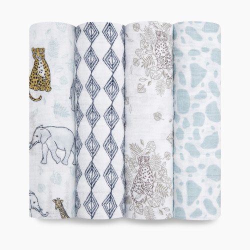 Aden + Anais Cotton Muslin Swaddle 4-Pack - Jungle