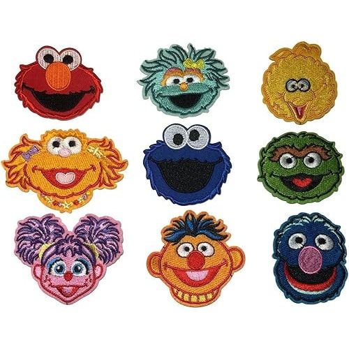 S Street Characters 3" Tall Embroidered Set of 9 Patches