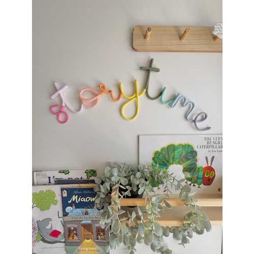 Curved pastel colours storytime wall sign for nursery , kids room , reading corner or library, bookworm gift idea