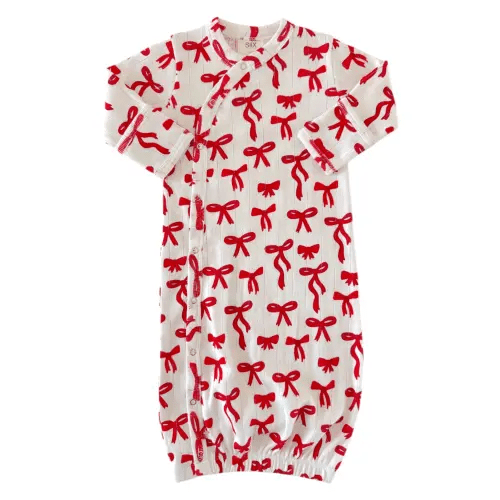 Red Bows / Organic Pointelle Gown