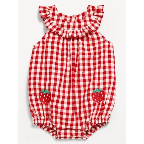 Printed Sleeveless Ruffled Collared Romper for Baby