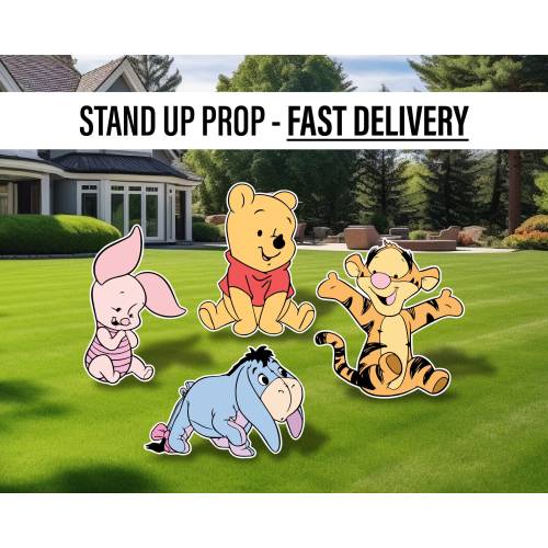 Baby winnie the pooh set babyshower, Classic bear, winnie the pooh decor, cutouts, lawn signs, yard sign, backdrop centerpieces, high res