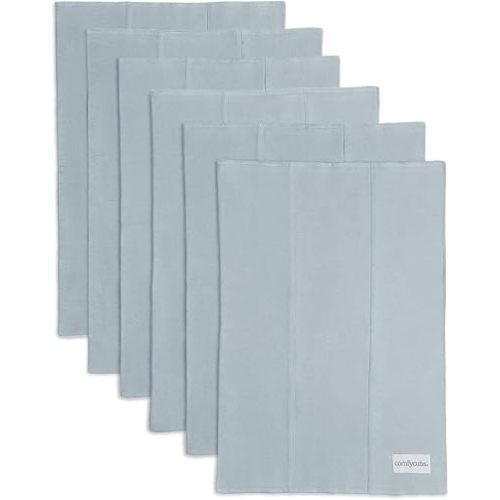 Comfy Cubs Baby Burp Cloths Set (Pack of 6) - Large, 6-Layer, Ultra Absorbent 100% Cotton for Infant Spit-Up, Drool, and Messes - Soft, Gentle, Thoughtful New Born Baby Gifts, Pacific Blue