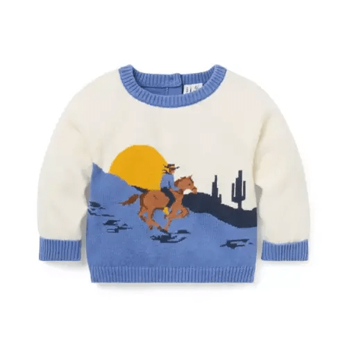 Baby Winter Blue Heather Baby Cowboy Sweater by Janie and Jack