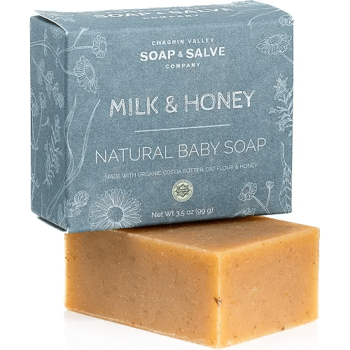 Chagrin Valley Soap & Salve Baby Shampoo Baby Soap Bar from Oat, Honey & Goat Milk - Unscented & Moisturizing - For Babies Sensitive Dry Skin & Eczema - 3.5 oz Shampoo Bar & Organic Body Wash