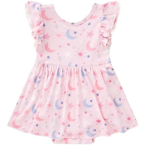 pureborn Baby Girls Viscose from Bamboo Bodysuit Dress Romper Dresses 0-24M