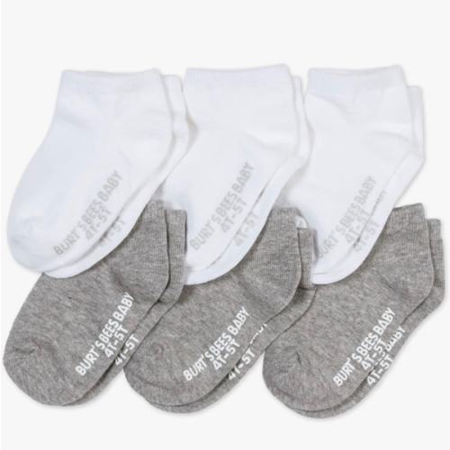 Burt's Bees Baby Organic Ankle & Crew Socks with Non-Slip Grips, 6-Pack