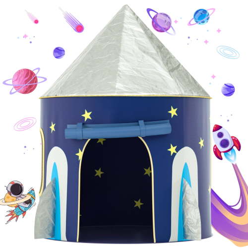 KORIMEFA Rocket Ship Tent - Space Themed Pretend Play Tent ,Space Play House,Spaceship Tent for Kids,Foldable Pop Up Star Play Tent, Indoor Outdoor Games for Boys Girls Toddler