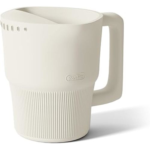 Roslim Silicone Baby Bath Rinse Cup, Shampoo & Body Rinser with Easy-Grip Handle for Rinsing Hair and Body Washing, Lightweight, Non-Toxic for Babies, Toddlers, Kids (White)