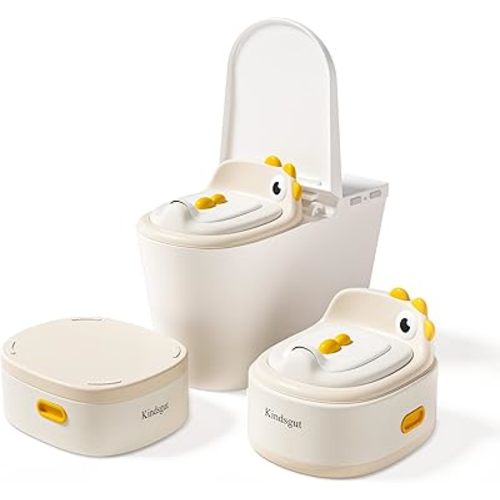 Toddler Potty Toilet for Baby 3-in-1 Training Seat, Potty Chair for kids Portable Removable Seat with Sturdy Step Stool, Splash Guard & Comfortable Backrest, Bowl Easy to Clean