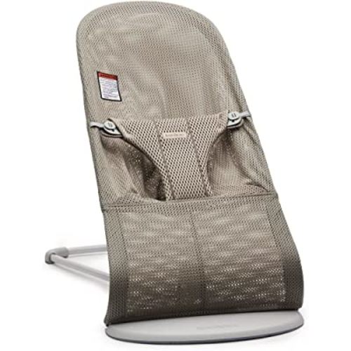 BabyBjörn Bouncer Bliss, Mesh, Gray Beige 2-in-1 Adjustable Baby Bouncer Seat and Toddler Chair, Newborn to Toddler (8-29 Lbs), 4 positions, Lightweight & Portable