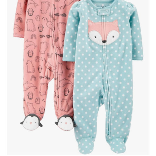 Simple Joys by Carter's Baby Girls' Fleece Footed Sleep and Play, Pack of 2