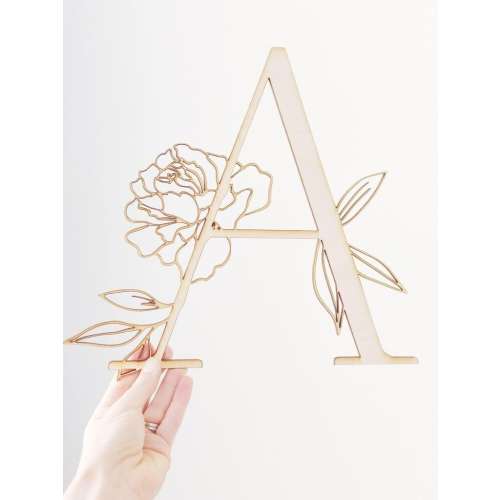 Floral Wood Letter, Nursery Decor, Handmade Birch Wood, 11''