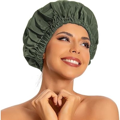 Edoneery Shower Caps for Women Reusable Waterproof, Shower Hair Cap