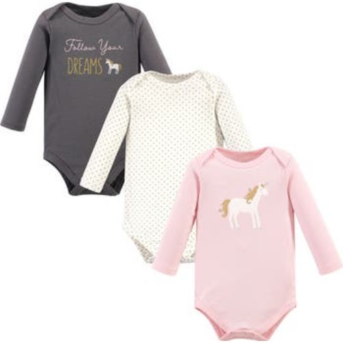 Essential All-Cotton Long-Sleeve Bodysuit Triple Pack, 6-9M
