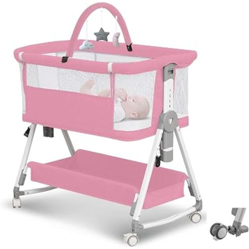 MEICHYUN Baby Bassinet,3 in 1 Bedside Bassinet for Baby with Hanging Toys