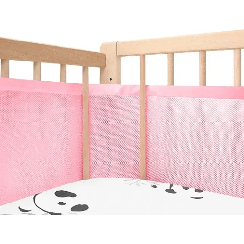 SUVQWJT Breathable Mesh Crib Liner for 3 or 4 Side Full-Size Crib, Protecting Baby Legs and Arms, Block Pacifier from Falling, 11" H (28cm) Essential 3mm Breathable Mesh Liner, Pink