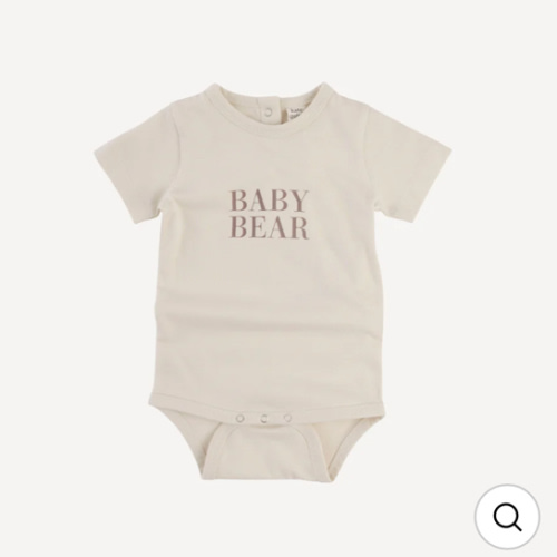 baby bear short sleeve crew neck bodysuit | oatmeal | organic cotton jersey