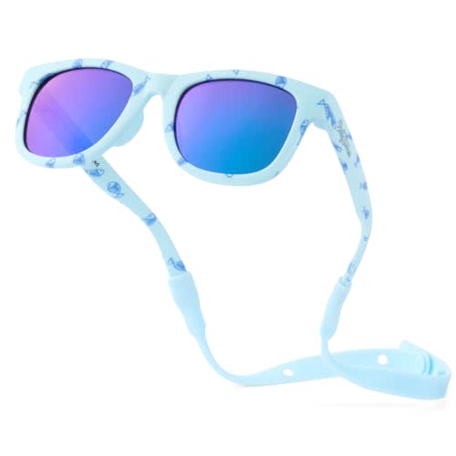 Polarized Baby Sunglasses With Strap - Unbreakable Flexible Infant Sunglasses For Toddlers Newborns 0-24 Months