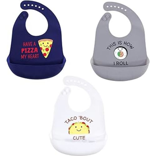 Hudson Baby Unisex Baby Silicone Bibs, Pizza, One Size
