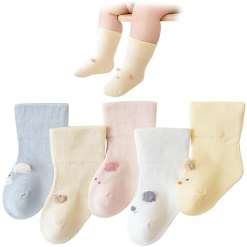 Baby Socks for Girls & Boys Soft Cotton Infant Socks Seamless Toe Thick Stretch Cuffs Sock Newborn Toddler