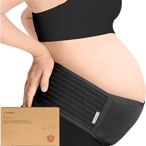 KeaBabies Pregnancy Belly Bands for Pregnant Women - 1-Pack, Soft & Breathable Maternity Belly Support Band, Easy Adjustable Maternity Belt for Back, Pelvic Support,Comfortable(Midnight Black, 2XL)