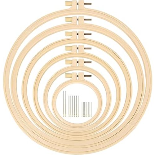 Caydo 6 Pieces Embroidery Hoops 3 Inch to 10 Inch Cross Stitch Hoop Small Embroidery Hoop with 16 Pieces Needles for Embroidery, Punch Needle, Craft Sewing and Ornaments