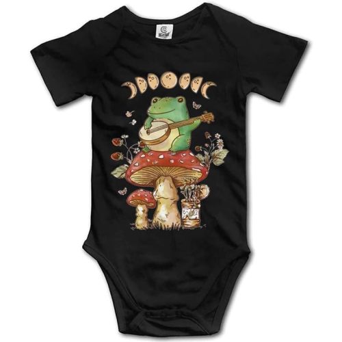 Mushroom Frog Banjo Baby Bodysuit Romper Unisex Short Sleeve Onesie