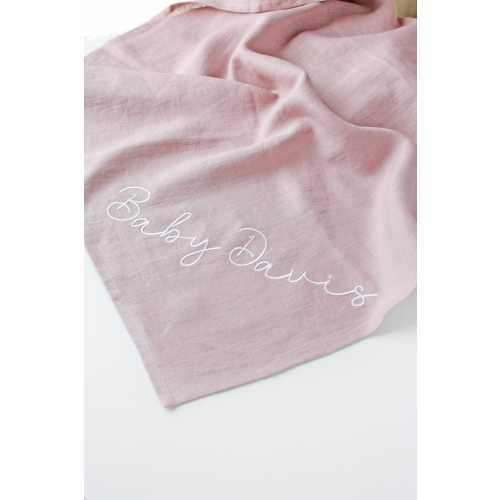 100% Linen Baby Swaddle Blanket: Natural Flax Linen, Newborn to Toddler size, Baby shower gift Personalized with name embroidery
