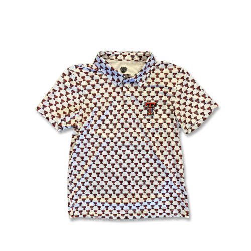 TODDLER Texas Tech Dark Horse "Double T" White Polo – Red Raider Outfitter