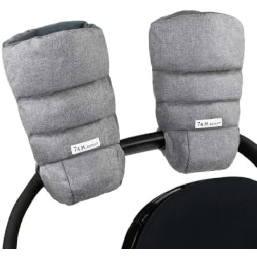 7AM Enfant Stroller Warmmuffs Gloves - Anti-Freeze Stroller Mittens for Handlebars, Water Repellent Hand Warmer Muff for Cold Weather, Plush Lined Stroller Warmmuffs | Winter Stroller Accessories