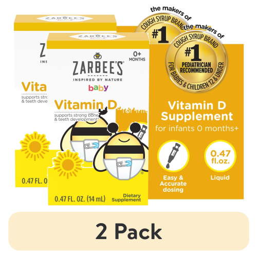 (2 pack) Zarbee's Baby Vitamin D Supplement, 0.47 Fl. Ounces (1 Box)