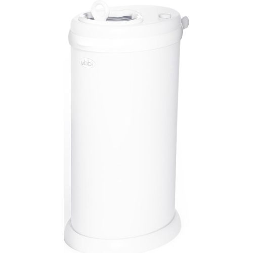 Ubbi Steel Diaper Pail, Odor Locking, No Special Bag Required, Award-Winning, Registry Must-Have, White