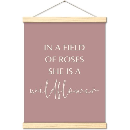 CWIOQPYI Wildflower Nursery Decor, 12x16 Inches In a Field Full of Roses She Is a Wildflower Poster Hanger Frame, Baby Shower Decorations for Toddler Girls - C07