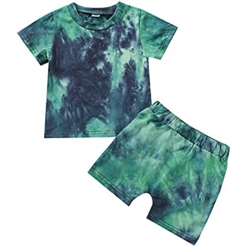 Toddler Baby Boy Summer Outfits Tie Dye Short Sleeve T-Shirt and Shorts 2Pcs Clothes Set for Boys