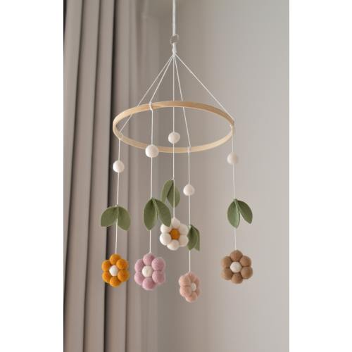 Daisy Nursery Mobile/Flower Baby Mobile/Daisy Mobile For Nursery/Floral Nursery Theme/Baby Girl Nursery Mobile/Felt Flower Mobile