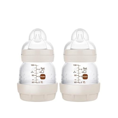 MAM Easy Start Anti-Colic Baby Bottles, Extra Slow Flow, Breastfeeding-Like Silicone Nipple Bottle, Reduces Colic, Gas, & Reflux, Easy-to-Clean, BPA-Free, Vented Baby Bottles for Newborns, 0-3 Months