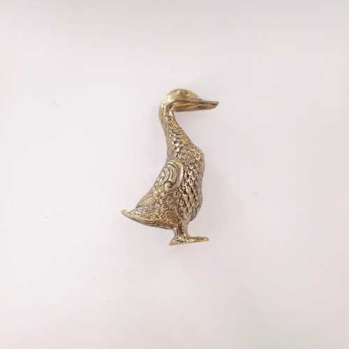 Duck Brass  miniature, polished brass mallard figurine
