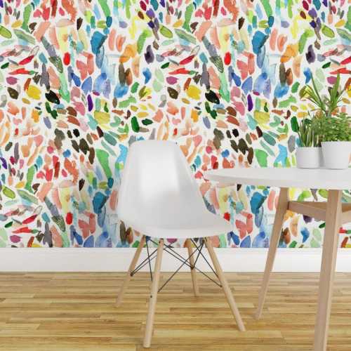 Watercolor Stokes Wallpaper - Test Strokes Large By Elizabeth Baddeley- Custom Printed Removable Self Adhesive Wallpaper Roll by Spoonflower