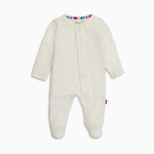 Modal Magnetic Footie - Pin Dot Cream