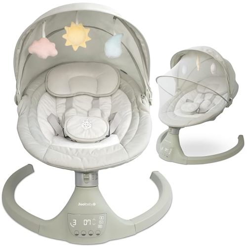 Jool Baby Nova Swing for Newborns - Electric Motorized Infant Swing, Bluetooth Music, 10 Preset Melodies, Remote (Updated Model, Sage)