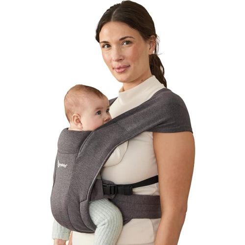 Ergobaby Embrace Newborn Baby Carrier for Infants 0-12 Months (7-25 lbs) - Ergonomic 2-Position Infant Carrier with Head and Neck Support, Hip-Healthy Positioning - Heather Grey