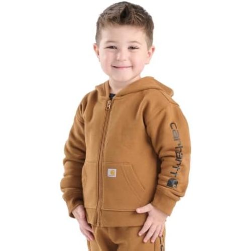 Carhartt Kid's CP8675 Long-Sleeve Full-Zip Logo Sweatshirt - Boys