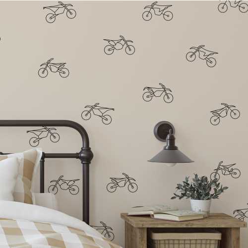 Dirt Bike Wall Decals for Boys Room, Outline Only, Kids Motocross Decor, Removable Stickers, Custom Color Dirtbike Wall Art, Kids Room Decor